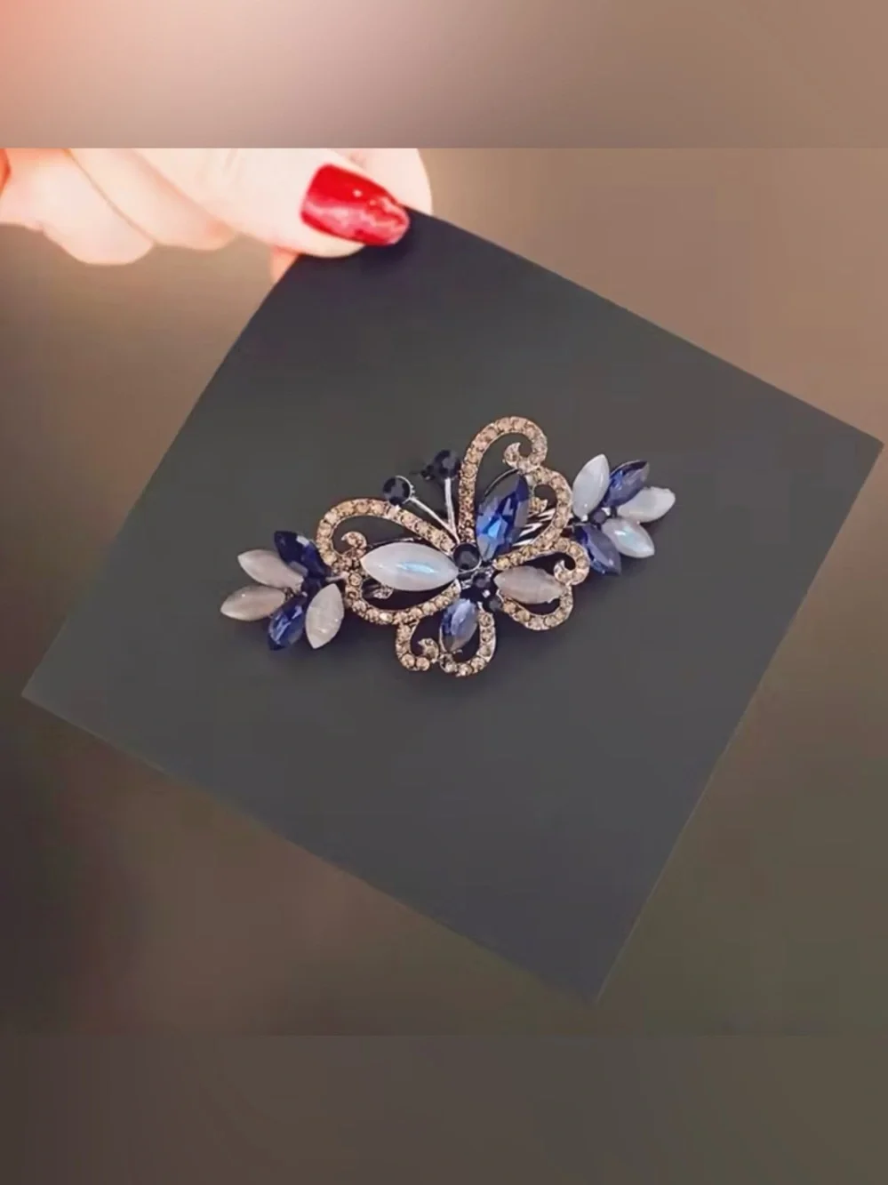 Rhinestone Embellished Butterfly Barrette Hair Clip Barrette Gorgeous New Modern - Picture 5 of 8